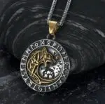 Crafted Circular Horn Rune Pendant Chain-Embrace Norse Symbolism with Handcrafted Elegance