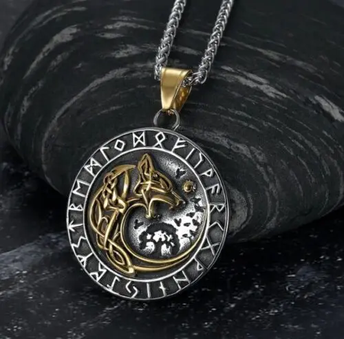 Legendary Circular Horn Rune Pendant Chain – Embrace Norse Symbolism with Handcrafted Elegance