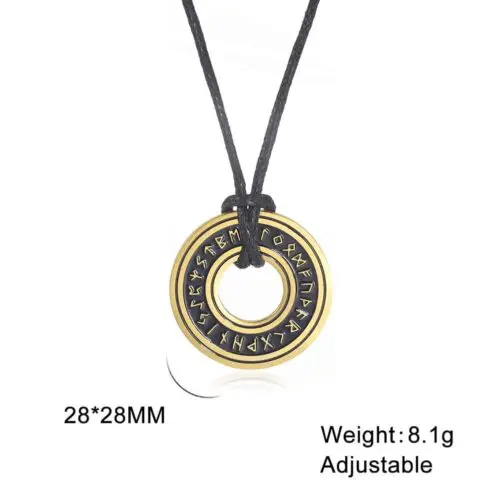 Legendary Circular Horn Rune Pendant Chain – Embrace Norse Symbolism with Handcrafted Elegance