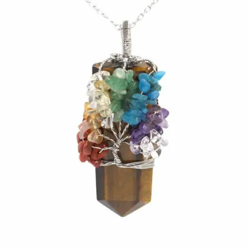 Empowering Crystal Column Tree of Life Pendant Necklace – Symbol of Growth and Elegance for Unisex Style