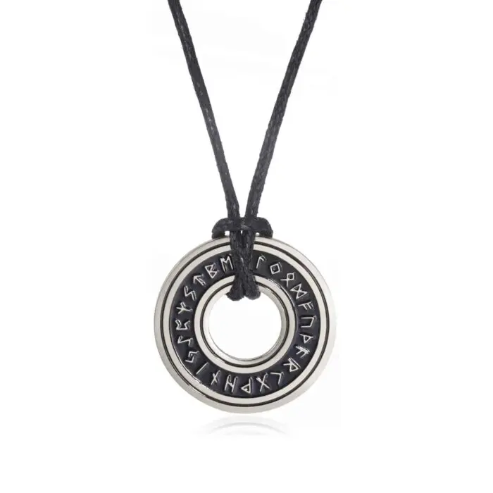 Crafted Circular Horn Rune Pendant Chain-Embrace Norse Symbolism with Handcrafted Elegance