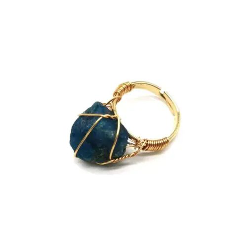 Bold Hand-Wrapped Rough Stone Ring – Unique Adjustable Statement Piece with Ethnic Flair