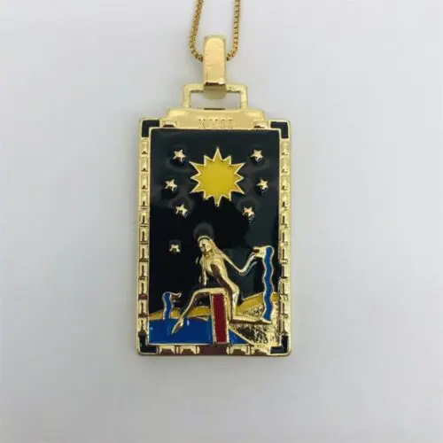 Captivating Retro Oil Painting Pendant Necklace – Copper-Plated Vintage Charm with Zircon Accents
