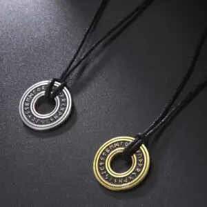 Legendary Circular Horn Rune Pendant Chain – Embrace Norse Symbolism with Handcrafted Elegance