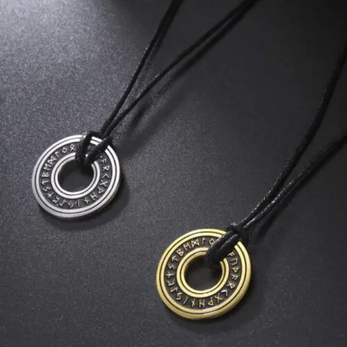 Legendary Circular Horn Rune Pendant Chain – Embrace Norse Symbolism with Handcrafted Elegance