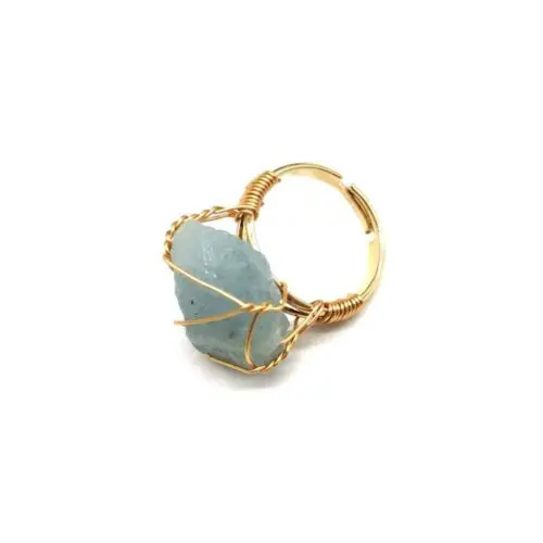 Bold Hand-Wrapped Rough Stone Ring – Unique Adjustable Statement Piece with Ethnic Flair