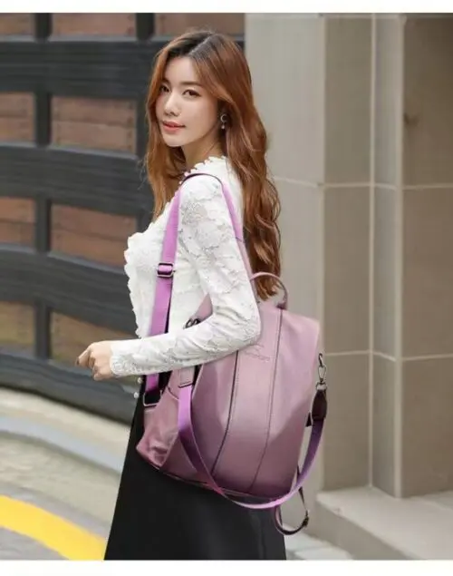 Travel Smart and Stylish Women's Soft Leather Large Capacity Backpack