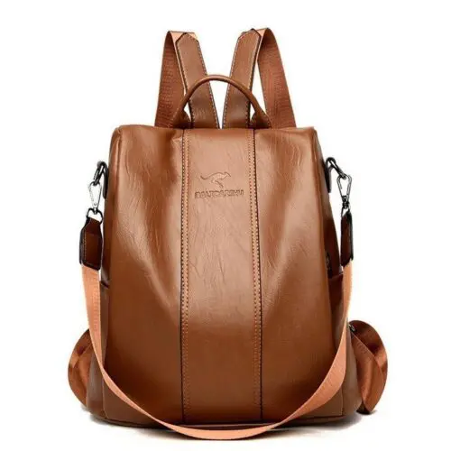 Travel Smart and Stylish Women's Soft Leather Large Capacity Backpack