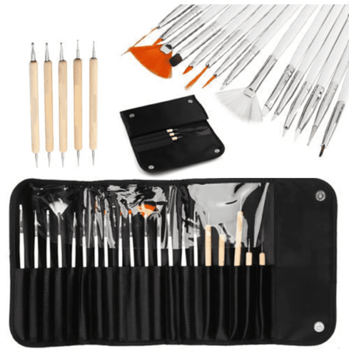 20 Pcs Set Professional Nail Art Decorations Brush Tools