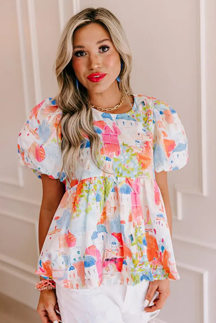 Parisian Avenue Vibes- Sky BlueTop with Chic Appeal
