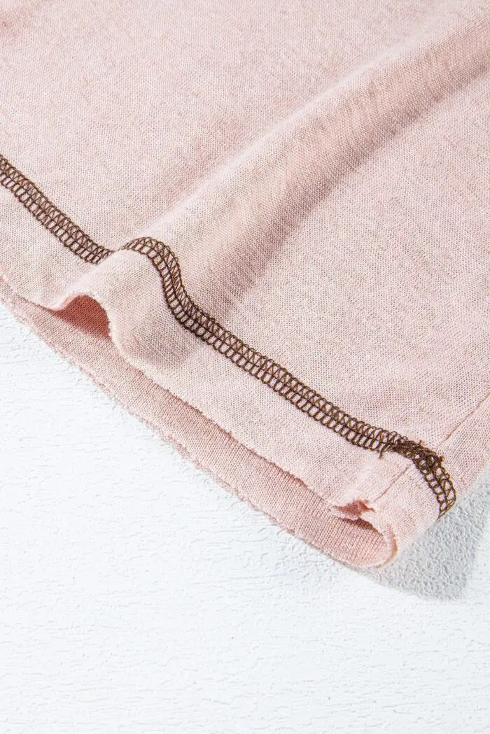 Dusty Pink Loose T-Shirt with Stylish Exposed Seam Detail
