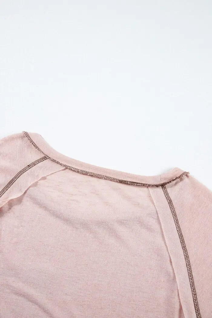 Dusty Pink Loose T-Shirt with Stylish Exposed Seam Detail