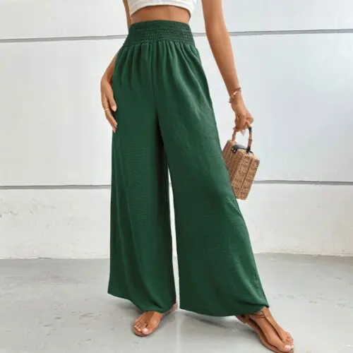 Flared Wide-Leg Pants in a Solid Color