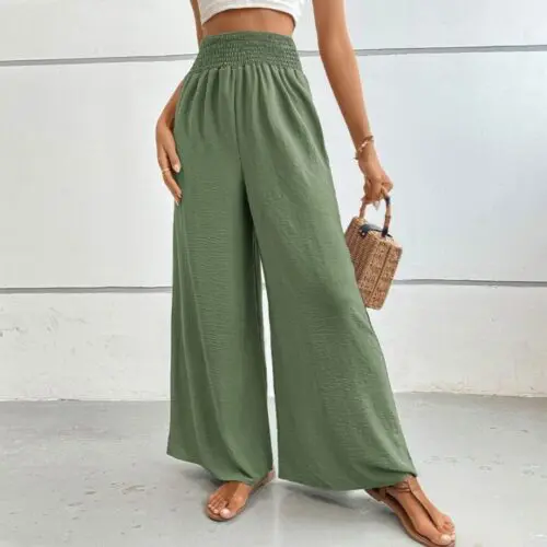 Flared Wide-Leg Pants in a Solid Color