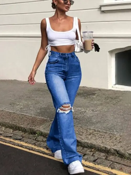 Stylish Wide Leg Flared Jeans