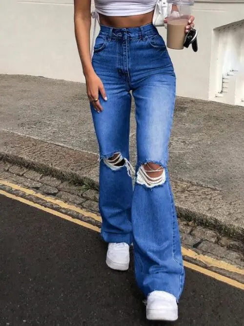 Stylish Wide Leg Flared Jeans