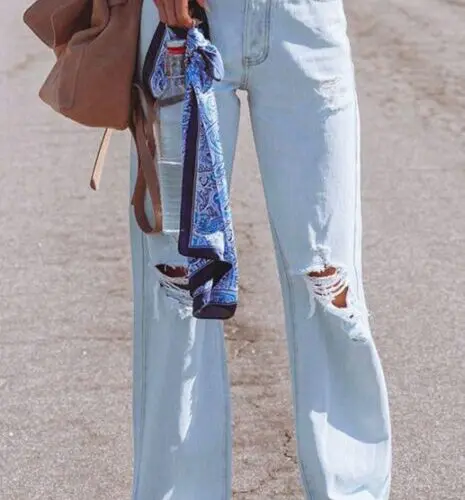 Ripped High-Rise Wide-Leg Jeans