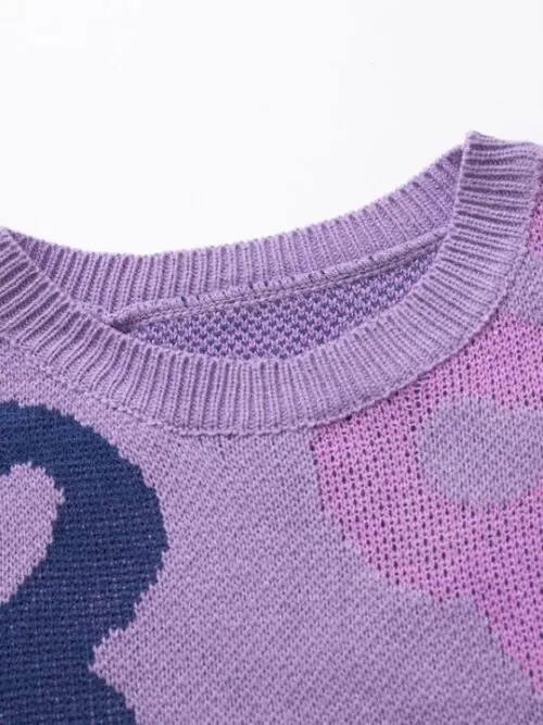 Flower Jacquard Off-Shoulder Knitted Sweater