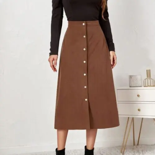 High-Waisted Corduroy Skirt for Classic Chic Style
