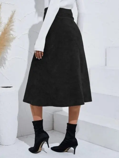 High-Waisted Corduroy Skirt for Classic Chic Style