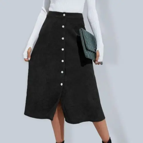 High-Waisted Corduroy Skirt for Classic Chic Style