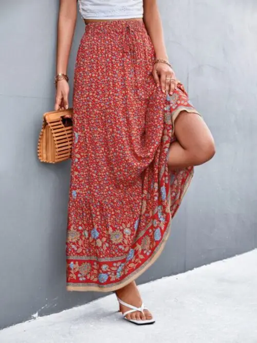 High Waist Long Skirt for Casual Holiday Vibes