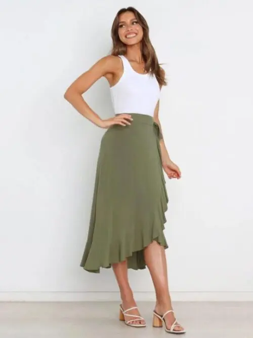 Chic Irregular Hem Tie Long Skirt-Effortless Elegance