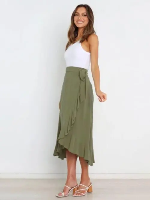 Chic Irregular Hem Tie Long Skirt-Effortless Elegance