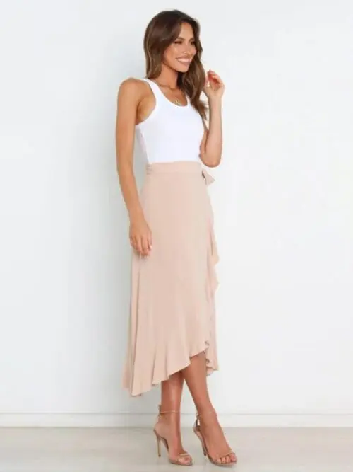 Chic Irregular Hem Tie Long Skirt-Effortless Elegance