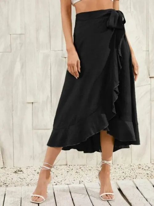 Chic Irregular Hem Tie Long Skirt-Effortless Elegance