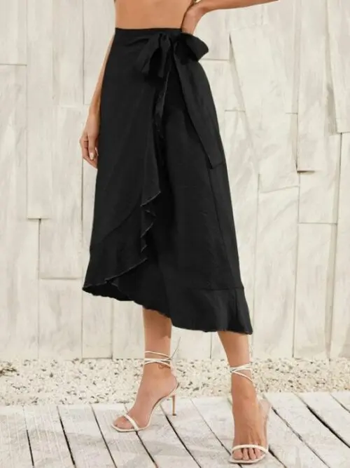 Chic Irregular Hem Tie Long Skirt-Effortless Elegance