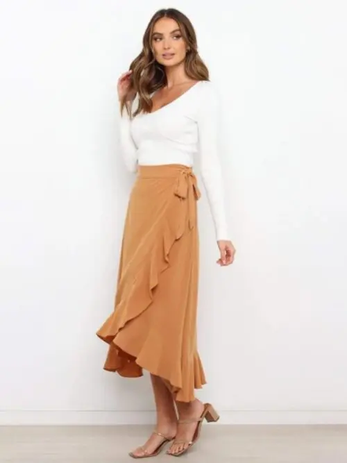 Chic Irregular Hem Tie Long Skirt-Effortless Elegance