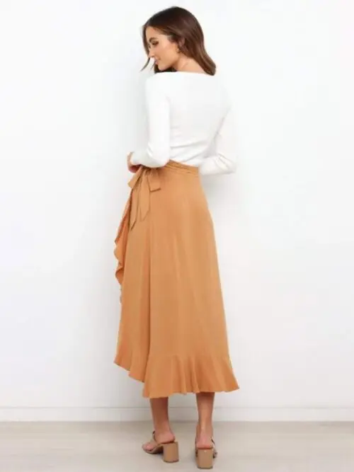 Chic Irregular Hem Tie Long Skirt-Effortless Elegance