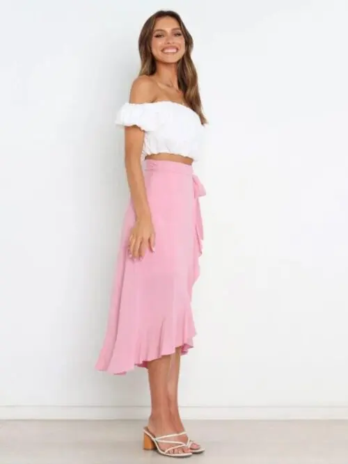 Chic Irregular Hem Tie Long Skirt-Effortless Elegance