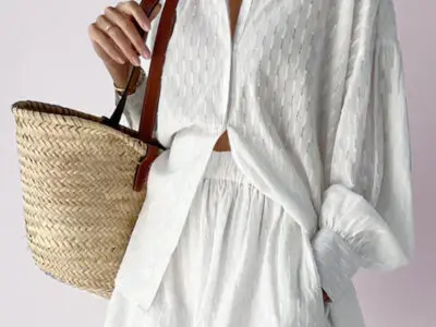 Sophisticated Jacquard Set / Puff Sleeve Top and Casual Shorts