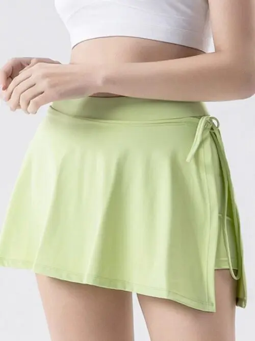 Solid Color Satin Wrap Mini Skirt