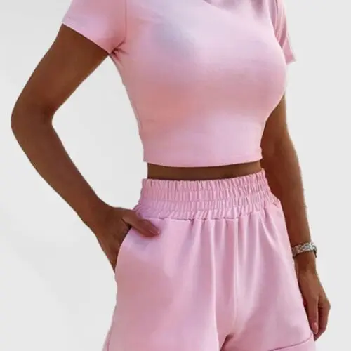 New Summer Solid Color Tight Sexy Casual Fashion Set