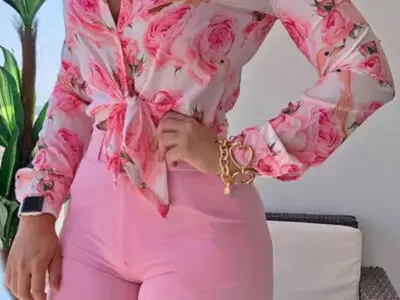 Elegant Digital Print Stand Collar Shirt and Long Sleeve Set with Chic Design