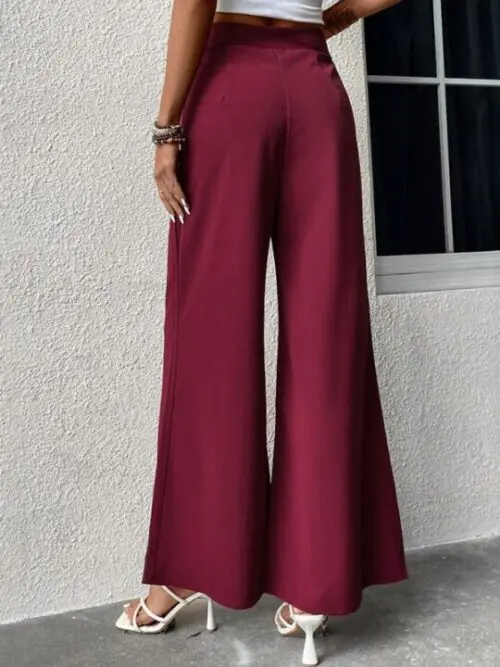 High Waist Lace Accent Wide Leg Pants in a Chic Commuter Style