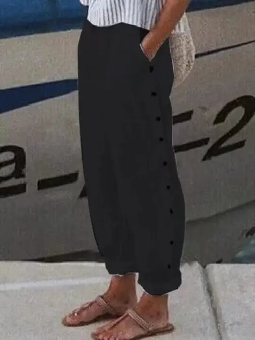 Simple Casual Pants with Pockets in Solid Color