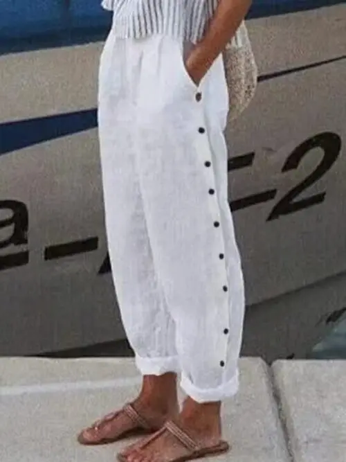 Simple Casual Pants with Pockets in Solid Color