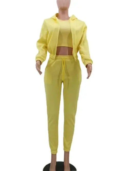 Knitted Casual Sports Fleece Hooded Three-piece Suit