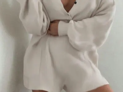 Sexy Low Cut Lapel Solid Color Side Pocket Jumpsuit