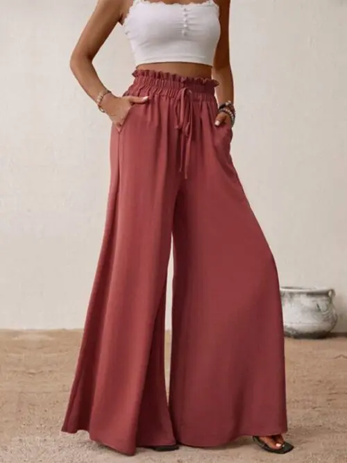 Our Latest Collection of Solid Color Big Horn Wide-Leg Pants