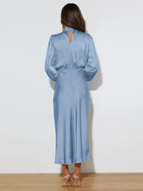 Satin Sophistication | Loose Long Sleeve Dress for Effortless Elegance