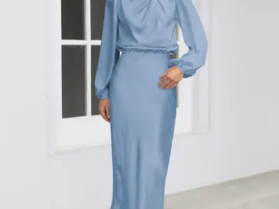 Satin Sophistication | Loose Long Sleeve Dress for Effortless Elegance