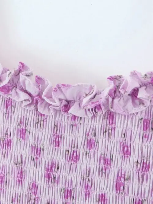New French Holiday Style Ruffled Cake Layered Dress with Elastic Rose Straps