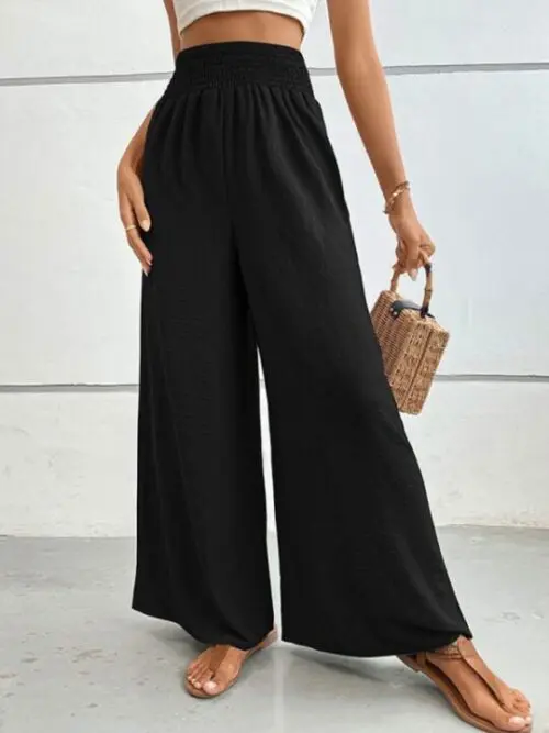 Flared Wide-Leg Pants in a Solid Color