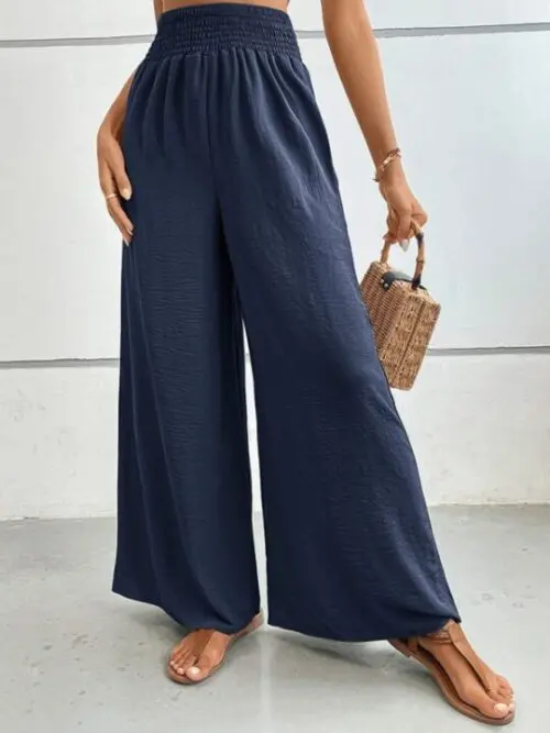 Flared Wide-Leg Pants in a Solid Color