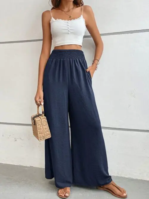 Flared Wide-Leg Pants in a Solid Color